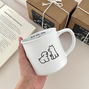 제이블룸 퍼피 드링크 모어 머그컵 320ml + 미니엽서 선물세트, WhiteColo, 1개