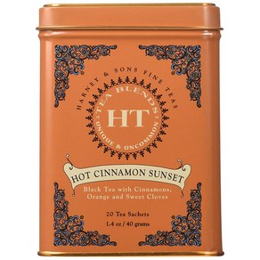 하니 앤 손스 티 20티백 3팩 핫 시나몬 선셋 틴 블랙티 Harney & Sons Caffeinated Hot Cinnamon Sunset Black Tea 20 Count Pack of 3