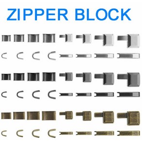 24 세트 니켈 금속 지퍼 블록 수리 지퍼 수리 키트 폐쇄 엔드 수리 헤드 지퍼 부품 탑 스톱 패브릭 봉제 도구