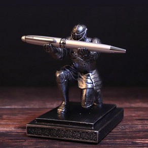 중세 기사 나이트 펜 필기구 만년필 볼펜 거치대 펜트레이 인테리어 소품 2컬러 [Loyal Medieval Knight Pen Rest Tay Holde 2 Colos], 1개, 실버(Silve)