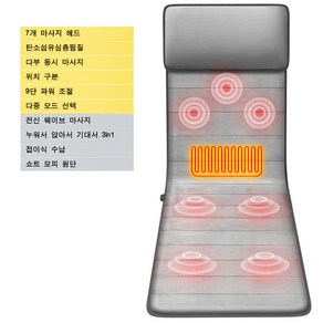 couyo 전신 안마매트 목어깨안마기 다용도 마사지 매트리스 가정용 경추 등허리 전동 가열 마사지 베개, 컴포트 타입, 그레이 (쇼트 모피 원단)