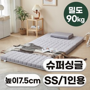 [특가쿠폰] 에코어 3단 접이식 천연라텍스 매트리스 7.5cm 밀도 90kg (미니싱글/미니슈퍼싱글/싱글/슈퍼싱글/퀸)