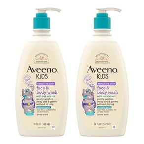 Aveeno 키즈 페이스 앤 바디워시 532ml 2개입 민감성 피부용