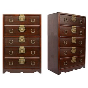 SL겔러리 배꼽5단서랍장 한식전통서랍장 국내제작 원목 서랍장 경첩나비장 750mm