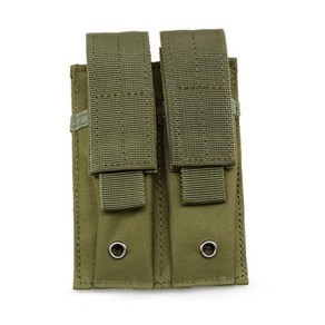 Molle 전술 더블 탄창 파우치 EDC 도구 손전등 거치대 야외 에어소프트 사냥 액세서리 허리 가방 매그 홀스터 9mm, 3) 녹색, 1개