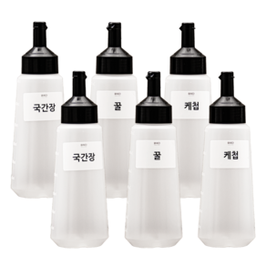 원터치 소스통 블랙 600ml(특대) 6개 + 라벨 21종 세트