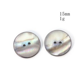 쉘의 자연 Scapbooking 액세서리 장식 라운드 검은 20pcs 바느질 구멍 진주 단추 의류 DIY, 15mm