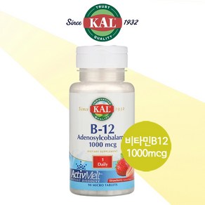 KAL 비타민B12 1000mcg 메틸코발라민 딸기 90정 수용성비타민 코발라민, 1개