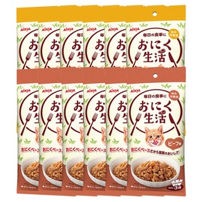 아이시아 고기생활 고양이 주식 파우치 콤보구성 1박스, 소고기+닭고기, 60g, 12개