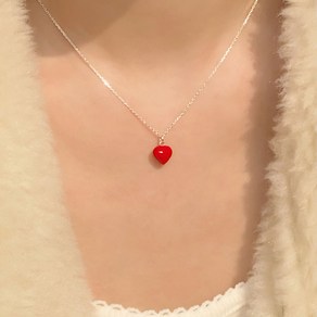 [제작/무배] 레드 하트 팬던트 은목걸이 berry necklace