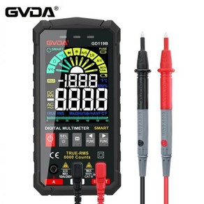 GVDA 차세대 디지털 멀티미터 Tue RMS AC DC NCV 스마트 멀티메트로 테스터 옴 커패시턴스 Hz 전압계 600V, GD119B black, 1개