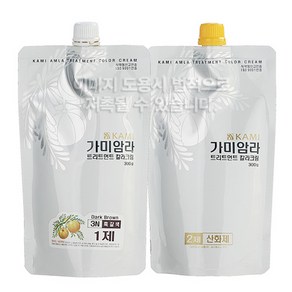 가미암라 트리트먼트 칼라크림(흰머리용 염모제) 1제 2제 300g/새치커버/초저자극/미용실전용제품, 5N 자연갈색, 1개