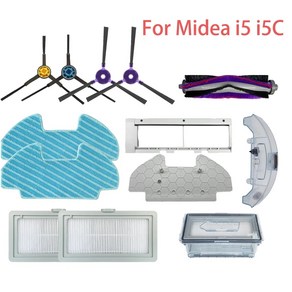 Midea I5C 용 롤러 브러시 걸레 로봇 진공 청소기 액세서리 예비 부품 먼지 상자 물 탱크 I5C I5 VCR07 VCR08, 13)17