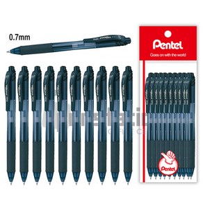 Pentel 에너겔 X 볼펜 10개 세트, BL107-A 메탈팁 0.7mm 블랙 10개 세트
