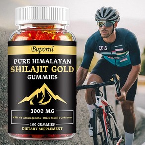 Shilajit Gummies Ashwagandha Gokshua 휴믹산 및 85가지 이상의 미량 미네랄로 실험실 테스트 완료 남성 여성 Non-GMO, 1개, 60정