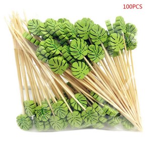 100 pcs 4.7 인치 수제 자연 파티 이쑤시개 장식 대나무 칵테일 픽