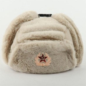 SupSindy 소련 배지 Ushanka 남자 & 여자 폭격기 모자 CCCP 육군 파일럿 사냥꾼 기병 모자 겨울 가짜 토끼 모피 귀 플랩 스노우 캡