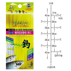 [패밀리낚시] 전갱이 어피카드 선상 방파제 갯바위용 카드채비 매가리 고등어 갈치 볼락 열기, 1세트