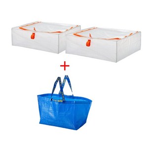 [이케아 대용량 쇼핑백 증정] IKEA 수납박스 이불정리 의류정리 대용량 리빙박스 1set (2개) 화이트, 흰색