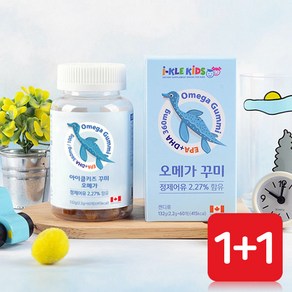 [J2P] 1+1 아이클키즈 오메가 꾸미 60 성장기 어린이 영양제 아이 유아 키 성장 간식 구미 젤리, 60정, 2개