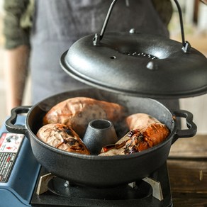 아로제 무쇠 직화냄비 28cm 고구마 밤 옥수수 굽는냄비 직화구이 만능팬, 무쇠 직화냄비28cm, 1개, 무쇠 직화냄비28cm