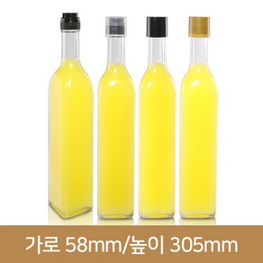 유리병 사각투명 500ml (K) (계량더블캡), 1개, 1개