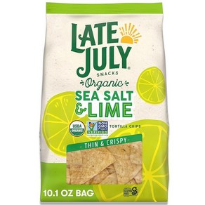 Late July Snacks 얇고 바삭한 유기농 토르티야 칩 바다 소금과 라임 함유 286.3g 10온스 백, 10.1 Ounce (Pack of 1)_바다 소금 및, 1개