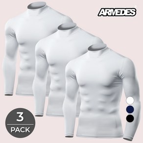 아르메데스 남성용 히트기모 발열내의 터틀넥 상의 3PACK AR-25