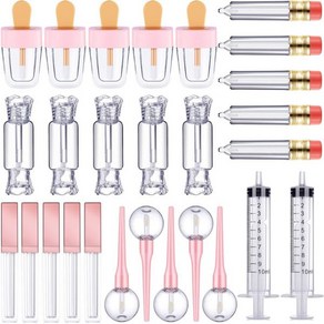 향수 화장품 공병 스프레이 용기 립글로스 튜브 도구 세트 연필 아이스크림 롤리팝 캔디 모양 빈 DIY 메이크업용 플라스틱 주사기 30 개, 공간, 공간