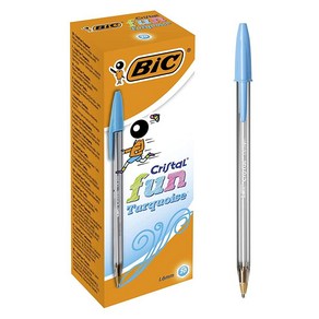 BIC 크리스털 훤 볼펜 와이드 포인트 (1.6 mm) - 터키석색 20개 박스