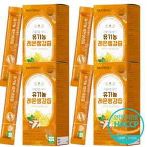 유기농 레몬 생강즙 NFC 착즙 100% 스틱, 210g