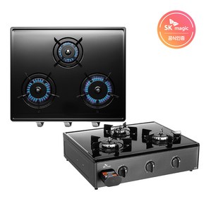 SK매직 3구 가스레인지 GRA-910SR 전면배터리 안심센서 4단계화력 에코 가스렌지, LNG, GRA-910SR 택배배송