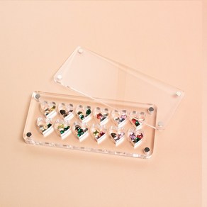 땡큐베리메르시 하트아크릴케이스 12칸 수집상자 조개껍질 네일파츠 비즈 콩알금 땅콩금 보관함, 1개, 투명