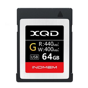 INDMEM XQD 메모리 카드 64GB 쓰기 속도 400MBs 읽기 속도 440MBs, 1개