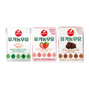 서울우유 유기농 멸균 흰 + 초코 + 딸기, 12개, 120ml