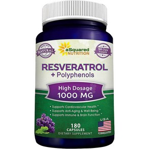 aSquaed Nutition Resveatol + polyphenols 레스베라톨+폴리페놀 1000mg 180캡슐, 1세트, 단일용량, 180정