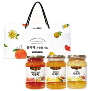 카페베네 홈카페 과일청 세트, 유자차 480g + 자몽차 480g + 레몬차 480g, 6세트