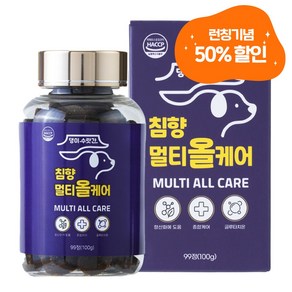 강아지 종합영양제 기관지 피부 관절 눈 심장 유산균 항산화 면역력 댕이수랏간 침향 멀티올케어 100g, 1개, 99정