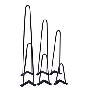 헤어핀 철제가구다리 보급형 4개1조 10파이환봉 2로드 높이6종 좌탁 협탁 책상 테이블용, 높이100미리 4개1세트