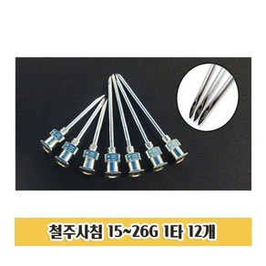 D60 철주사침 15-26G 12개입 철침 스텐니들 바늘, 상점럭키주니 18G-1과1/2