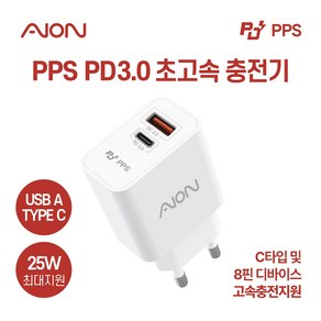 아이온 PPS PD 25W 가정용 2포트 충전기 (본체), 화이트, 1개