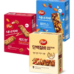 포스트 단백질바 500g+에너지바 밸런스 500g+액티브 450g (총30개입) 프로틴바, 48.3g, 30개