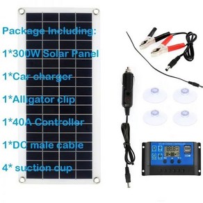 태양광 판넬 충전기 플렉시블 태양 전지 패널 배터리 충전기 듀얼 USB 컨트롤러 자동차 RV 300W 10A, 1개