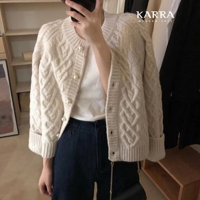 카라 KARRA 77까지 패턴라운드펄가디건 A3F17901