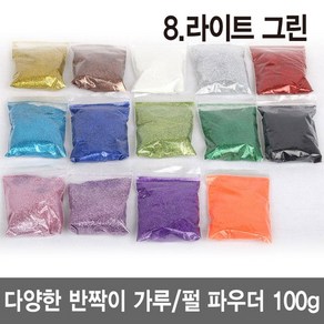 와이지알씨 반짝이 가루 100g 펄 파우더 진주 슬라임 네일 공예, 8.라이트 그린 100g