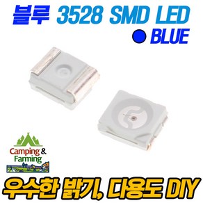 캠팜 3528 고휘도 SMD LED (블루 DIY 자작 LED튜닝용), 100개