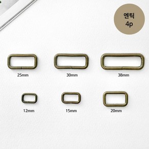 (국내제작) 엔틱 사각링 금속장식 금속부자재 (4p), 엔틱 38mm