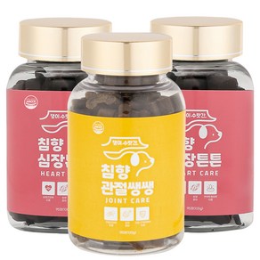 강아지 피부 관절 눈 기관지 심장 영양제 피부병 심장병 기관지협착증 눈물자국 슬개골탈구 댕이수랏간 침향 피부&피모 심장튼튼 눈물뚝 기관지청청 관절쌩쌩 3개, 심장튼튼 2개+관절쌩쌩 1개