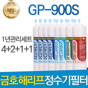 금호해리프 GP-900S 고품질 정수기 필터 호환 1년관리세트, 선택01_8인치 한방향 1년세트(4+2+1+1=8개), 1개