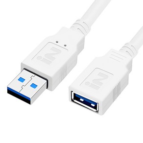 인네트워크 USB3.0 AM-AF 연장 케이블 3M 화이트 IN-U3MFW30 풀몰딩처리 5Gbps속도 3중차폐 AWM20276선재 USB3.0 A타입 연장, 1개